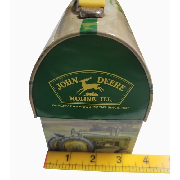 Vintage John Deere Metal Lunchbox With Tractor Design & Yellow Handle - Picture 3 of 16